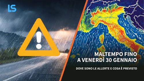Maltempo fino a venerdì 30 gennaio — dove sono le allerte e cosa è previsto